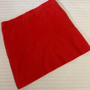 Loft Orange Cotton Blend Textured A-line Mini Skirt Womens 14
